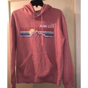 Retro Vision Appeal ‎ Park City Utah Hooded Pullover Sweatshirt Hoodie Pink Sz S